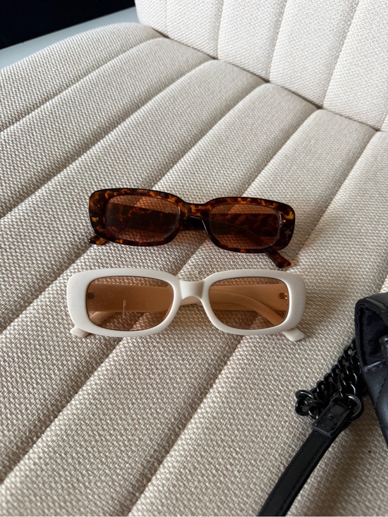 Accessories - Two Retro Rectangle Sunglasses - Tortoiseshell & White
